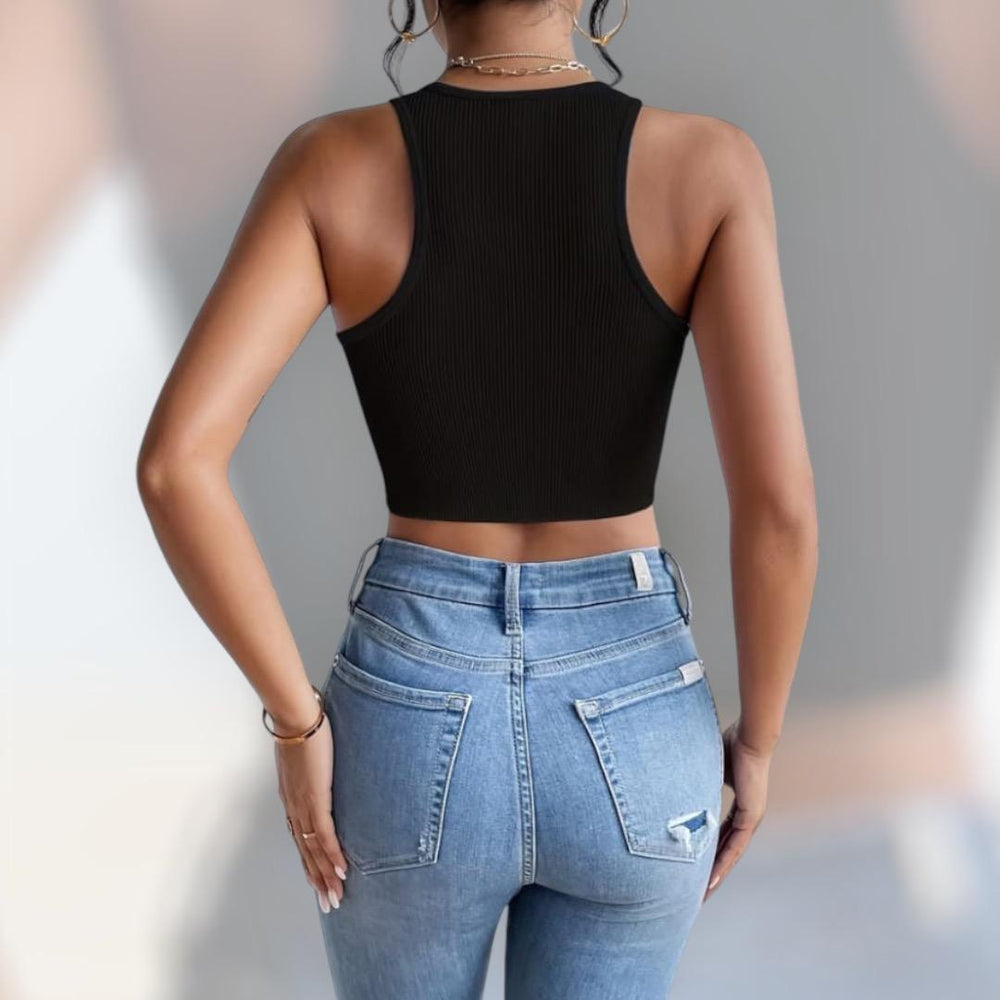 Blusa corta acanalado